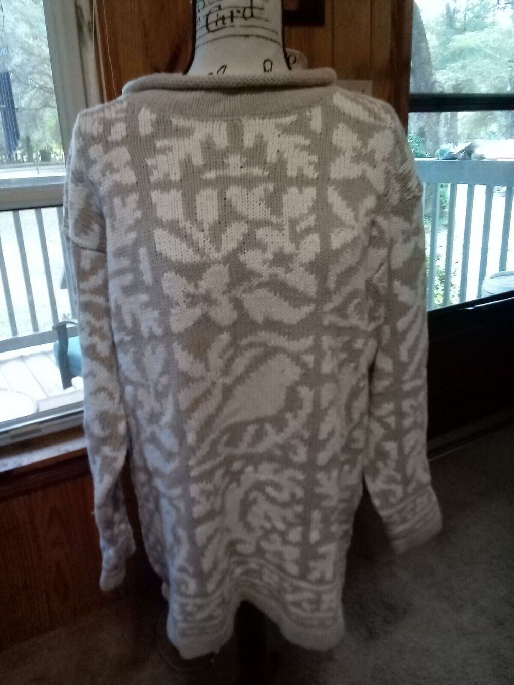 Orvis Women's Rame Cotton Sweater Knitted In China L Beige And White